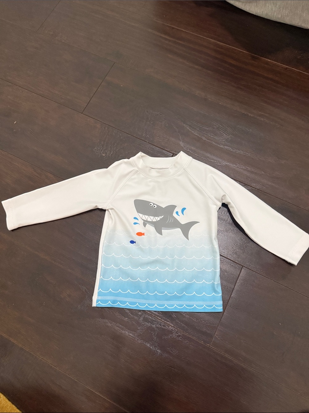 Koala Kids swim top long sleeves White & Light Blue Shark Swim Rashguard